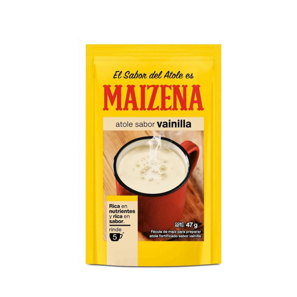Fécula de maíz para preparar atole Maizena sabor vainilla 47g.