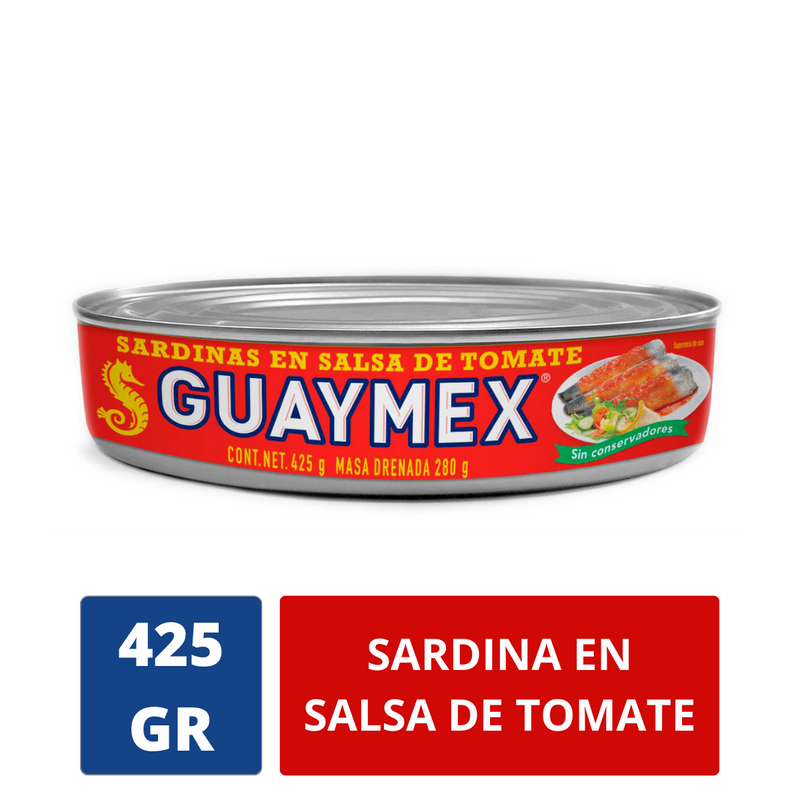 Sardinas en salsa de tomate Guaymex en lata Cont. 1pz. 425g.