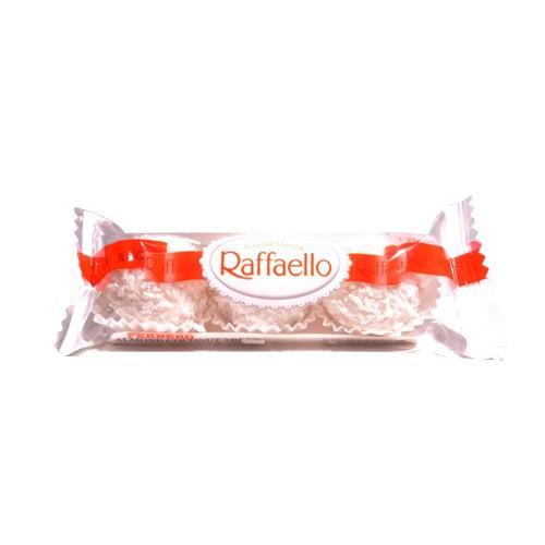 Galleta cubierta de coco Ferrero Raffaello confetteria relleno cremoso y almendra entera Cont. 3pz/10gr.