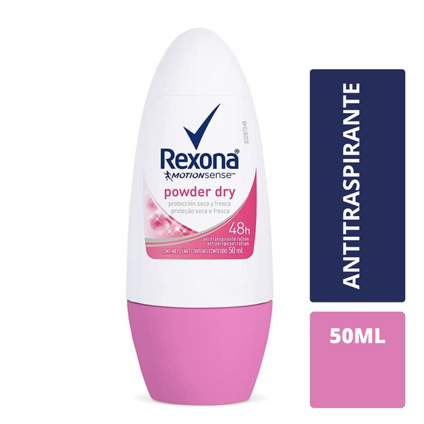 Antitranspirante Rexona Motion Sense powder dry en roll on para dama Cont. 50ml.