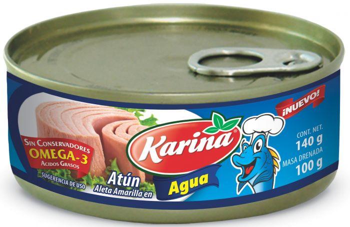 Atun karina en agua en lata Cont. 1pz. 140g.