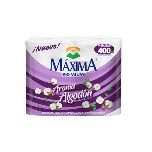 Papel higienico Maxima Premium algodon 4pz 400 hojas