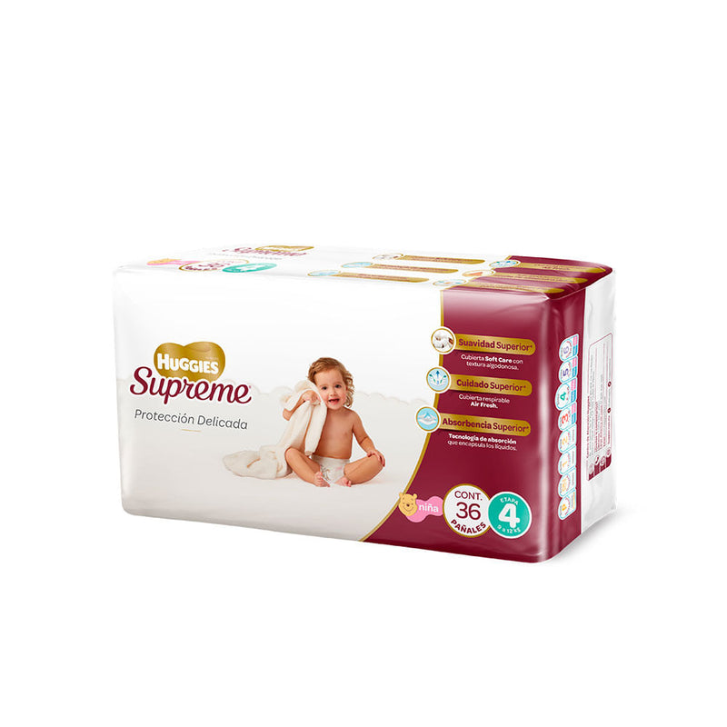 Pañales Huggies supreme etapa 4 Cont. 36pz.