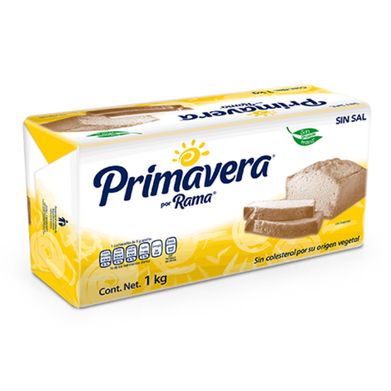 Margarina sin sal Primavera barra 1kg.