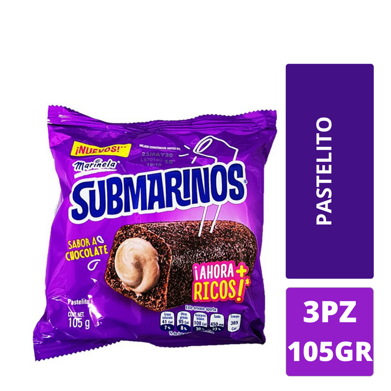 Submarinos Sabor Chocolate 105 g Marinela