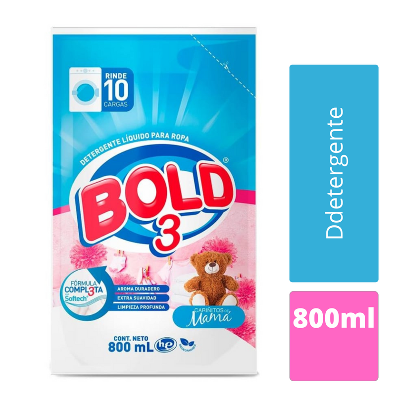 Detergente Bold 3 Cariñitos de Mamá Liquido 800ml