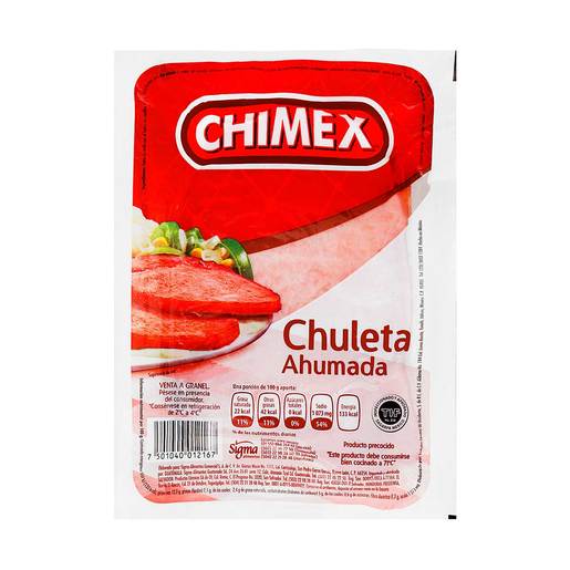 Chuleta Ahumada De Cerdo Chimex Paq. 580g