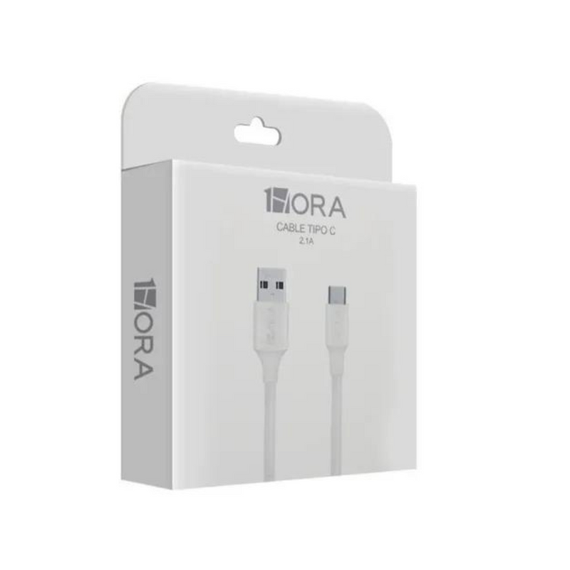 Cable 1hora Usb Tipo C Tipo C 2.1a Turbo Carga 1m blanco