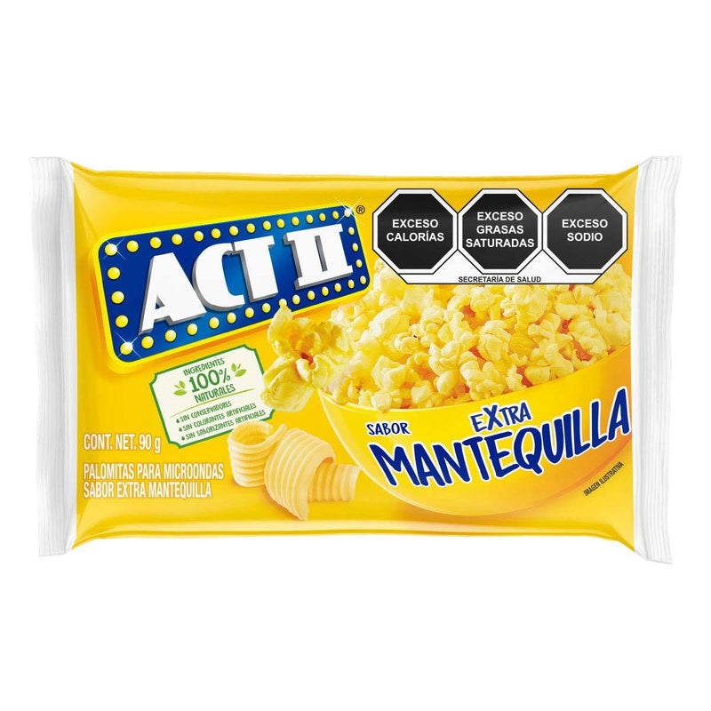 Palomitas ACT II para microondas Extra Mantequilla 80gr 1pz