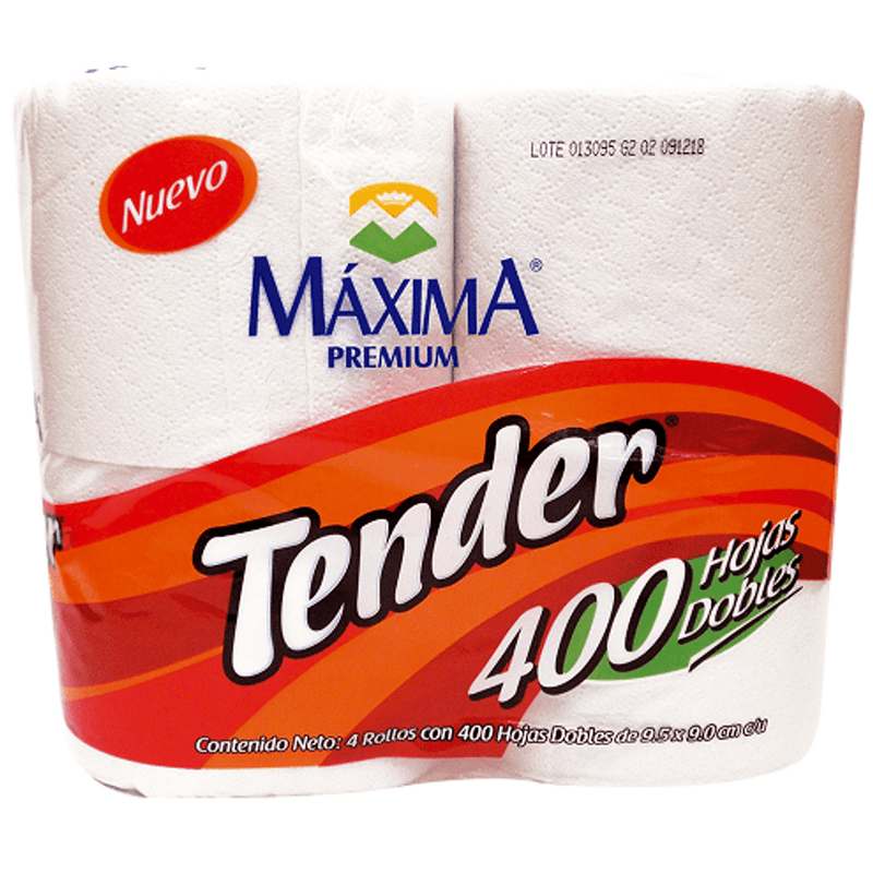 Papel Higienico  Tender 4 rollos de 400hojas