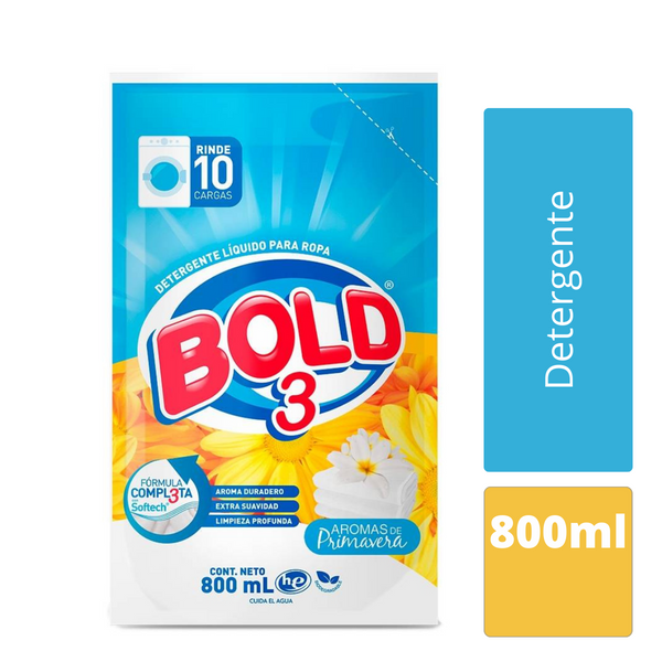 Detergente  Bold 3 Flores de primavera liquido 800ml