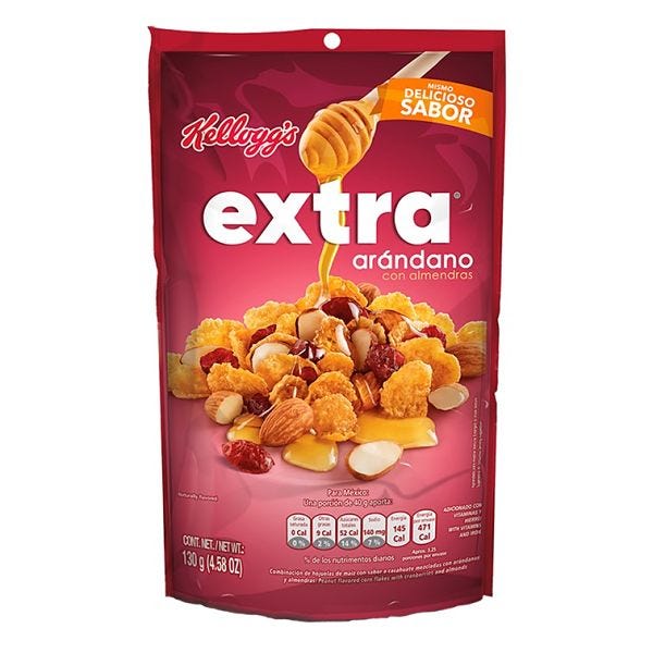 Cereal Extra Arándano con almendras bolsa Kellogg's 130g.