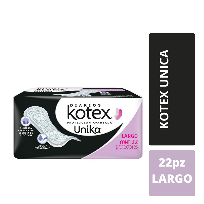 Pantiprotectores Kotex  unika Largo Uso Diario 22pz