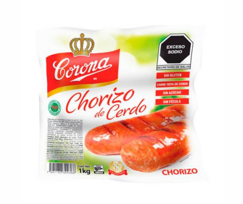 Chorizo de cerdo para asar corona en paquete de 1kg