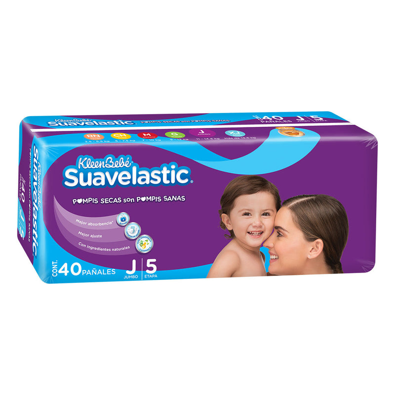 Pañales Desechables Etapa 5 Jumbo Suavelastic Cont. 40pz.