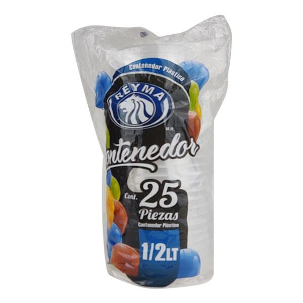 Contenedor Plástico 1/2 L. Reyma Cont. 25pz.