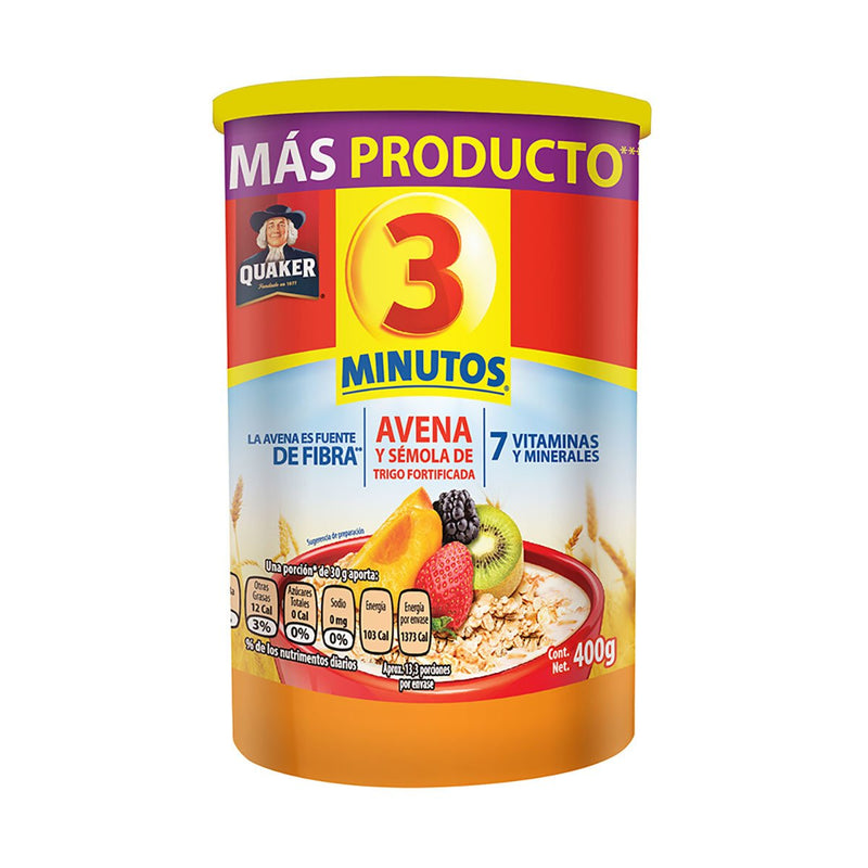 Avena Quaker 3 Minutos Cont. 400g.