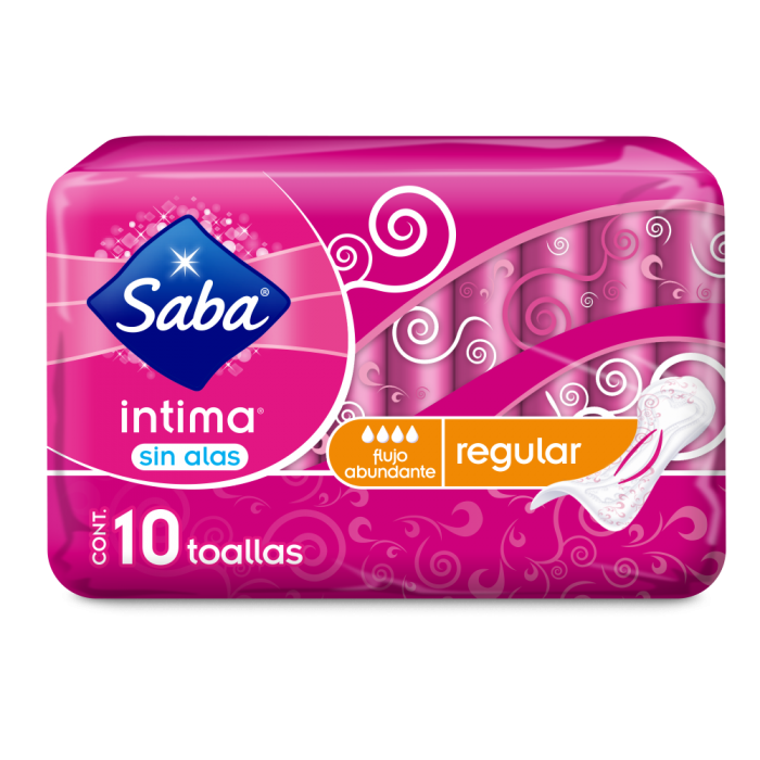 Toalla Femenina Saba Intima sin/alas cont. 10pz.