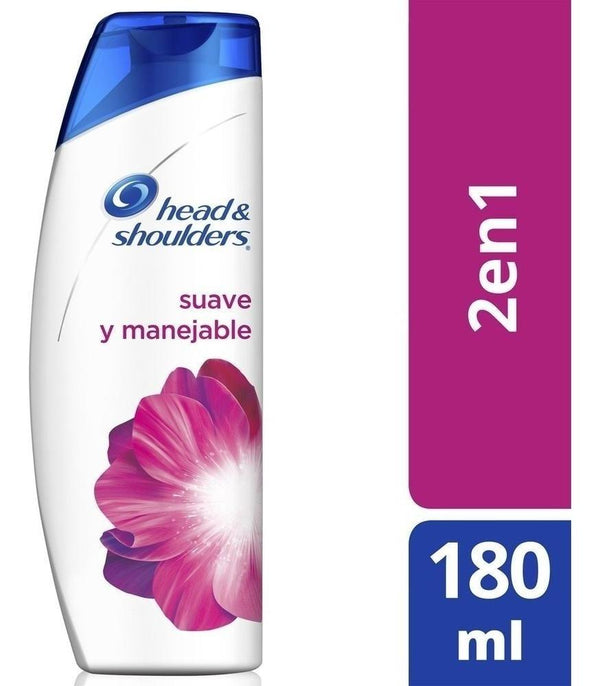 Shampoo Head & Shoulders 2 en 1 suave y manejable Cont. 180ml.
