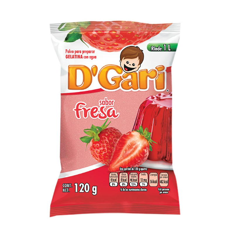 Gelatina D'gary sabor fresa 120g.