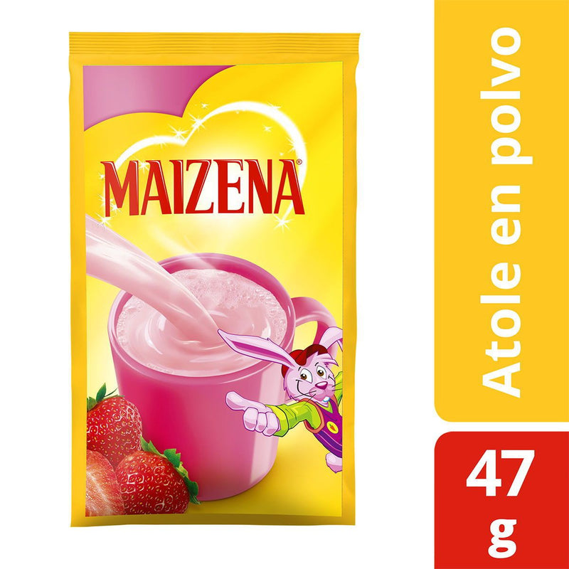 Fécula de maíz para preparar atole Maizena sabor fresa 47g.