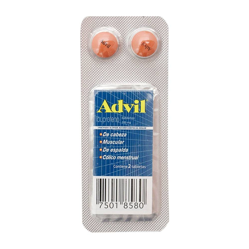 Ibuprofeno tabletas 200 mg Advil 2 pastillas