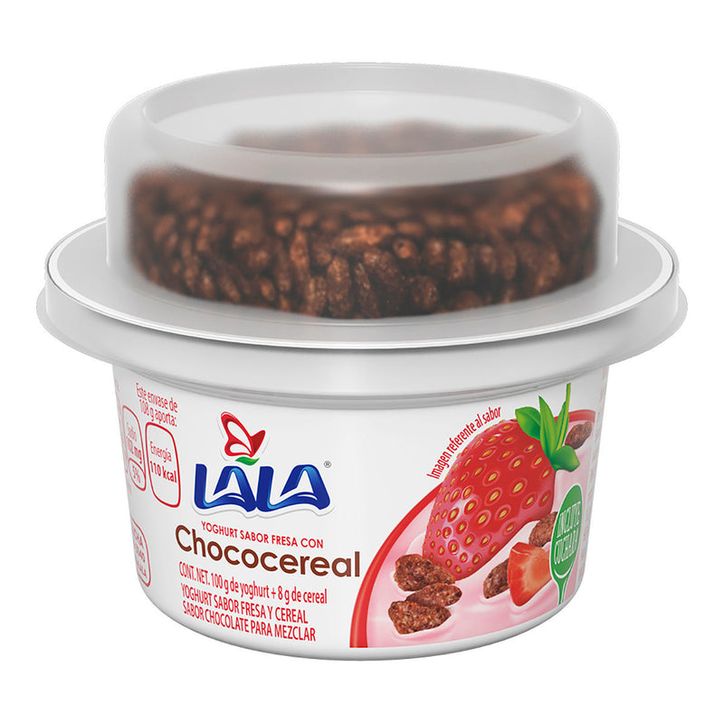 Yoghurt sabor fresa con chococereal Lala 100g.