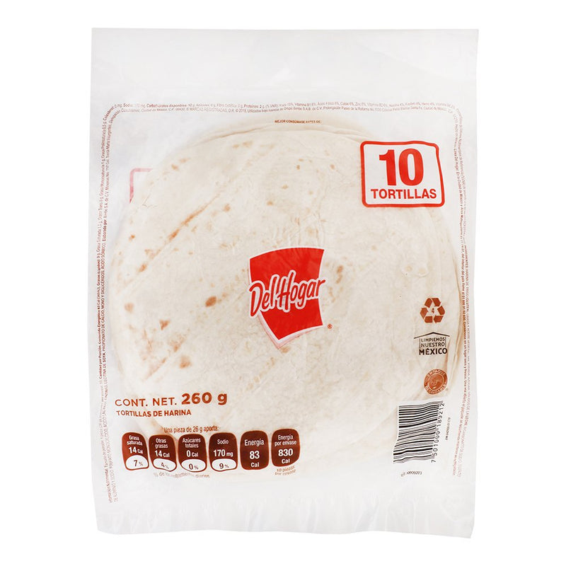 Tortillas de Harina Del Hogar Cont 260g. 10pz.