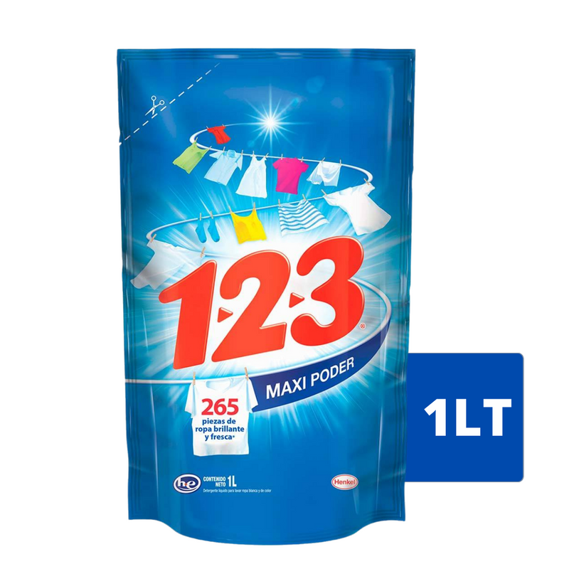 Detergente 123 fresca blancura 1lt