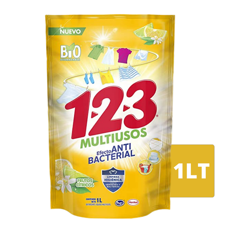 Detergente 123 efecto antibacterial 1lt