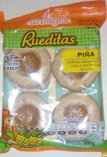 Rueditas Galletas integrales con mermelada de piña La integral Cont. 160g.