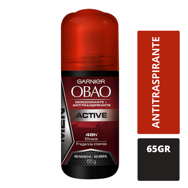 Desodorante antitranspirante Garnier Obao active roll on para caballero Cont. 65g.